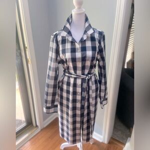 J.Crew Tie-Waist Poplin Gingham Long sleeve Shirtdress